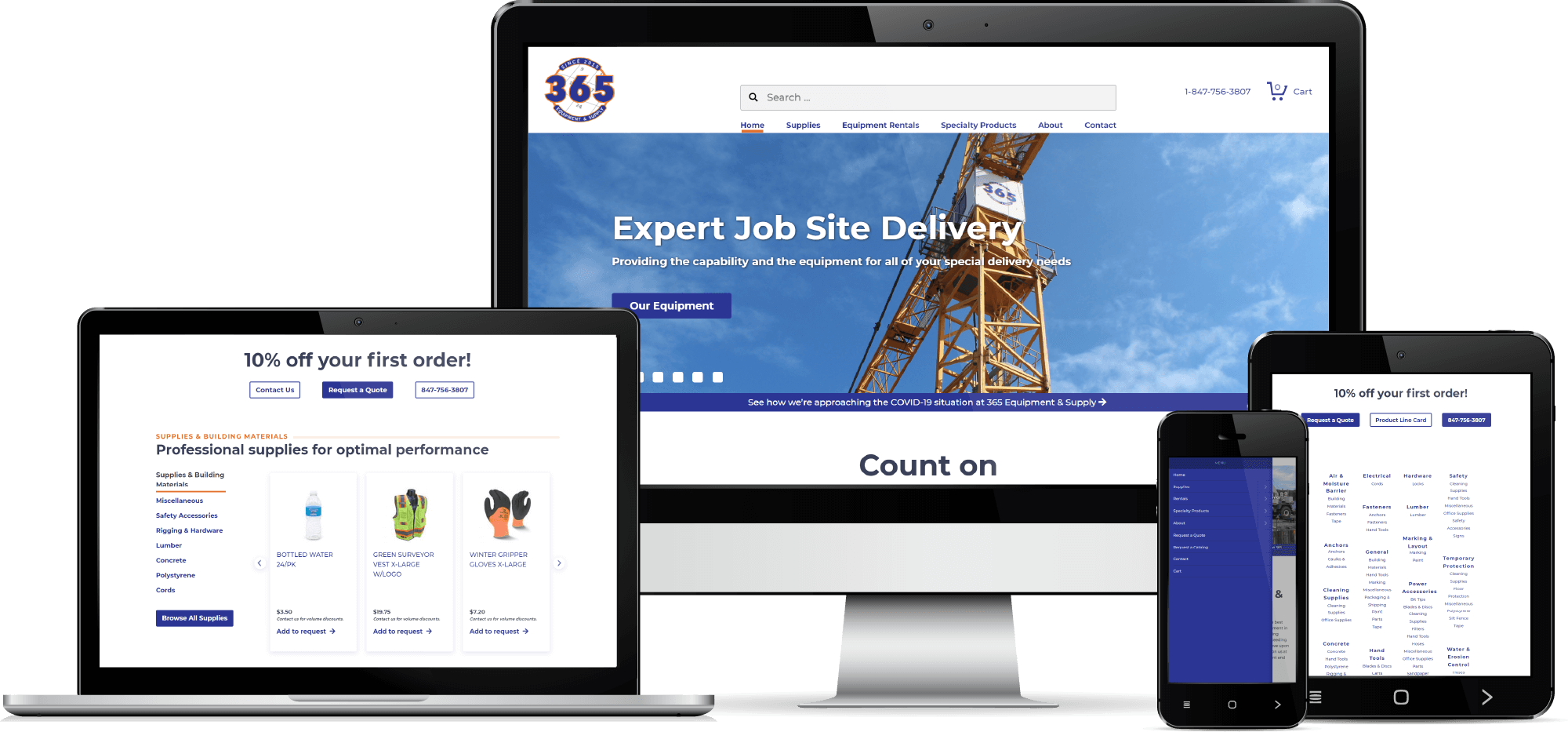 365 Equipment & Supply responsive mockup